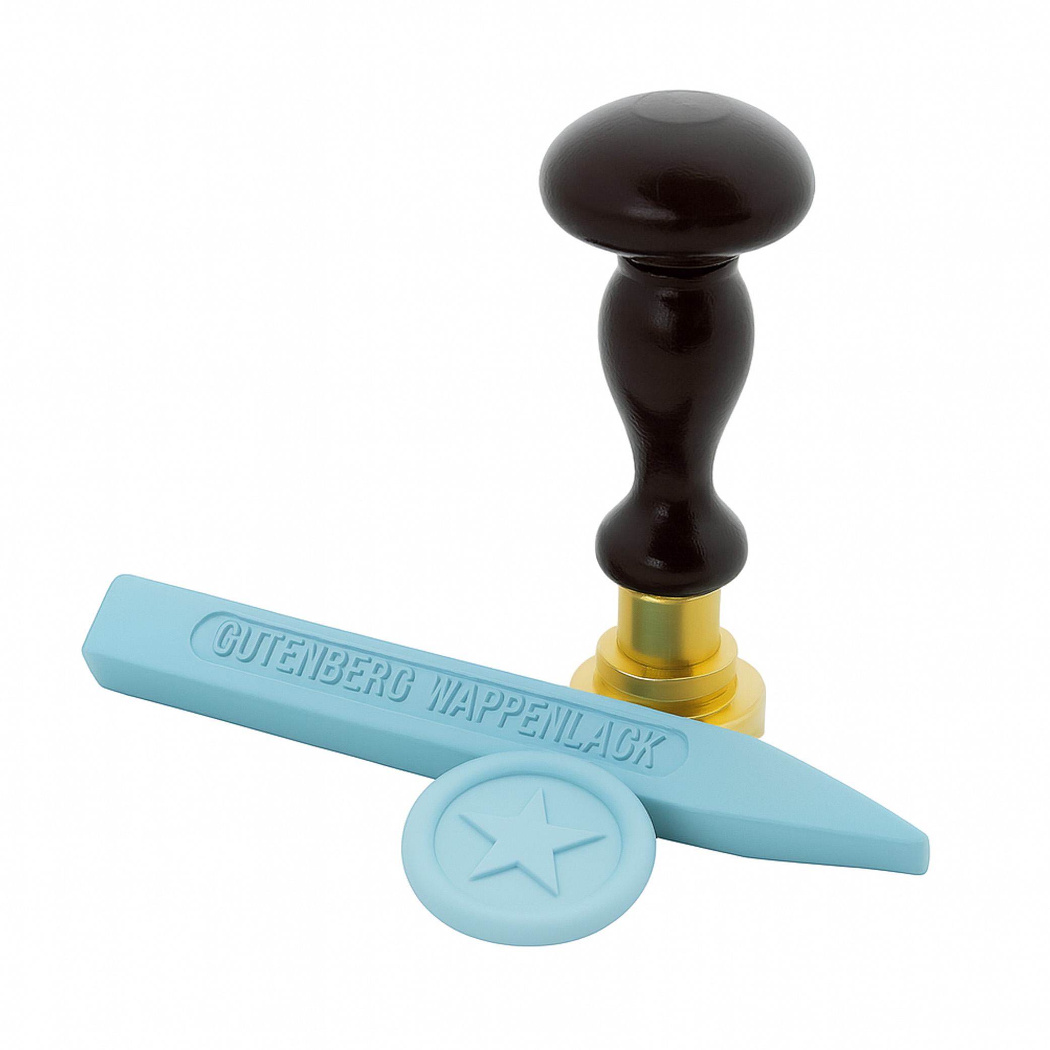 Gutenberg lakstaaf hellblauw en lakstempel